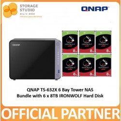 QNAP TS-632X-4G 6 Bay Tower NAS Bundle With 6 x 8TB SEAGATE IronWolf NAS Hard Disk. Singapore Local Warranty 2 Years